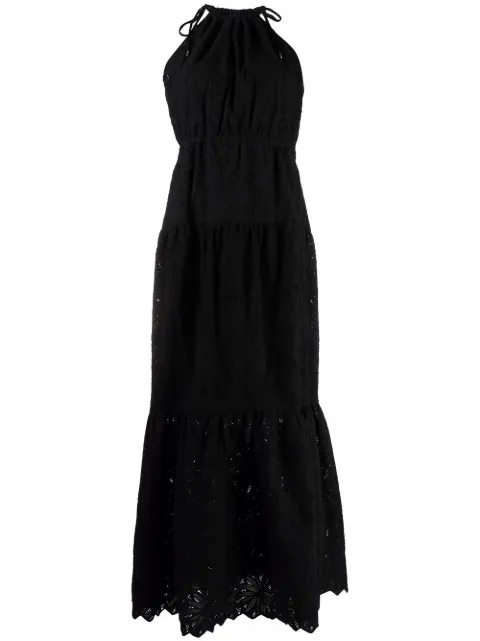 Michael Kors embroidered cotton maxi dress Black MS280YZ4MM