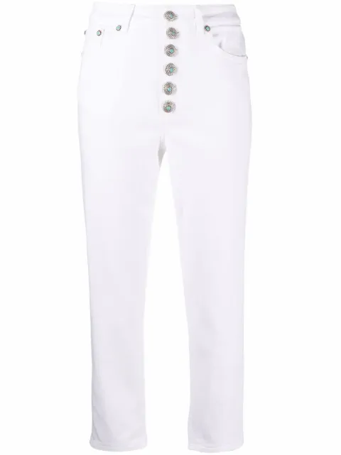 DONDUP cropped button-fastening trousers White BS0030PTD