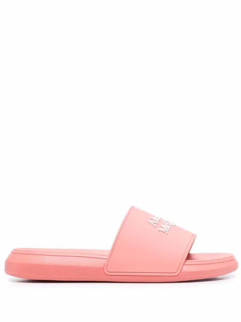 Alexander McQueen embossed-print slides Pink 666983W4RF0