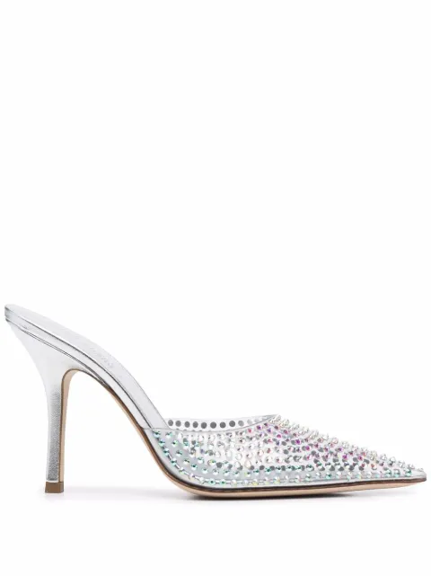 Paris Texas 95mm Hollywood crystal-embellished mules Silver PX591PXPVCCIRIDESCENT