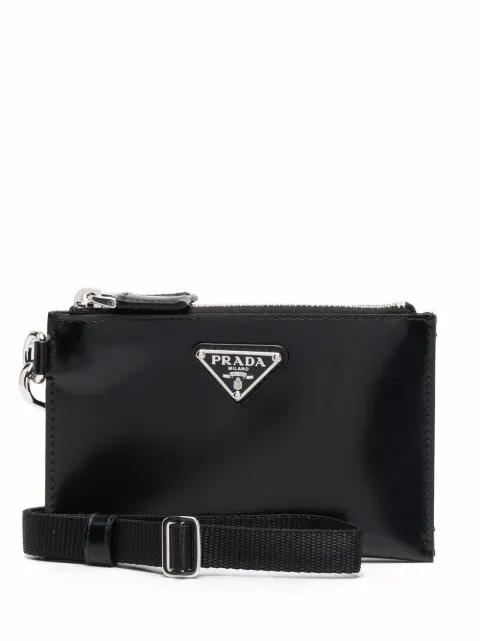Prada logo plaque zip-up wallet Black 2TT141789