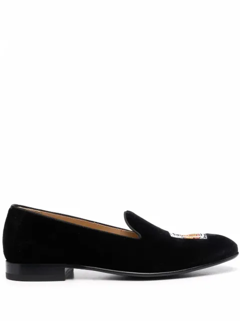 Scarosso Tom embroidered velvet slippers Black TOMSLIPBLAVELV