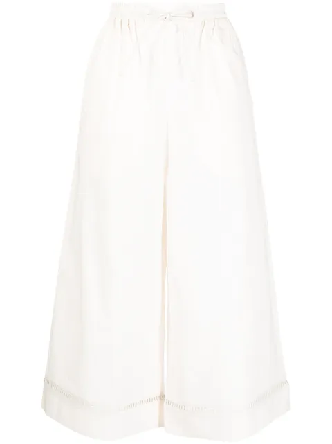 Yves Salomon wide leg cropped trousers Neutrals 22E22EYP025XXCBRW