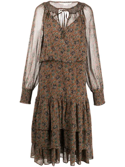 Veronica Beard Tunis floral-print midi dress Brown 2112CR00920111
