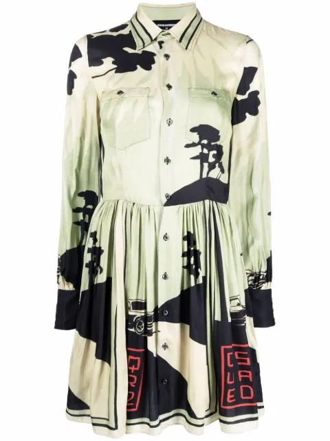 DSQUARED2 graphic-print shirt dress Green S75CV0554S54875
