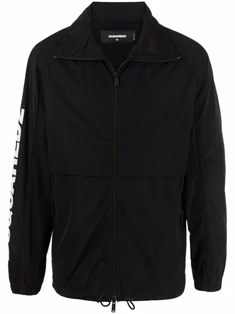 DSQUARED2 logo-print zippered coat Black S74AM1318S47858