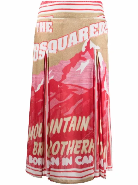 DSQUARED2 logo box-pleat skirt Pink S75MA0837S54874