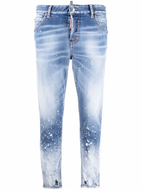 DSQUARED2 cropped distressed-effect skinny jeans Blue S75LB0667S30789