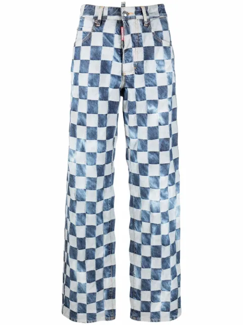 DSQUARED2 checked wide-leg jeans Blue S75LB0626S30810