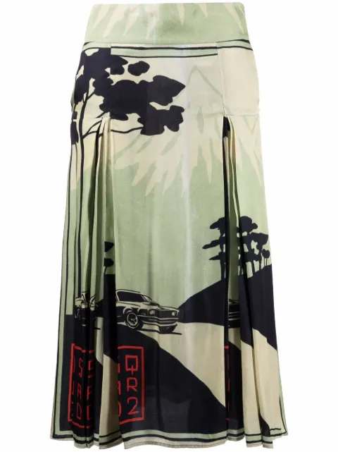 DSQUARED2 graphic-print box-pleat skirt Green S75MA0837S54874