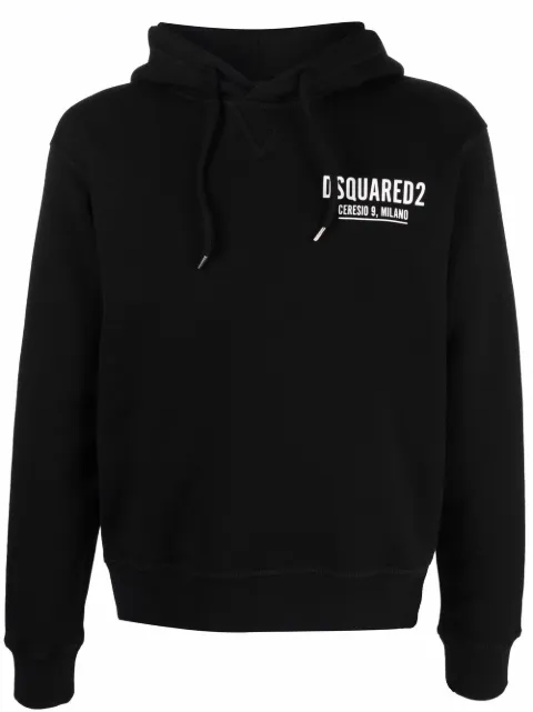 DSQUARED2 logo-print cotton hoodie Black S71GU0451S25516