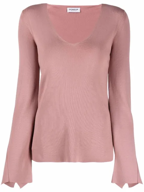 DONDUP draped long-sleeve knitted top Pink DT186M00815DXXX