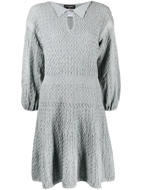 CHANEL Pre-Owned ruched knitted dress Grey CSIPCHA1021DRE2R
