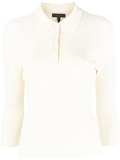 rag & bone Pacey ribbed-knit polo top Neutrals WAS22P049WB49