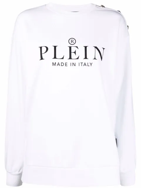 Philipp Plein logo-print crew neck sweatshirt White PABCWJO0797PJY002N