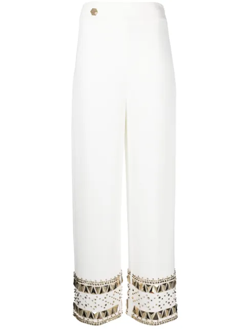 Philipp Plein Cady gold-studded trousers White PABCWRT1084PTE003N