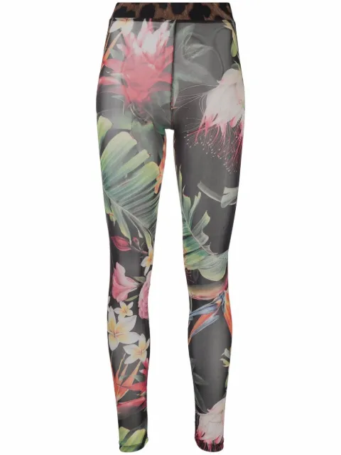 Philipp Plein floral-print leggings Black PABCWRT1046PTE003N