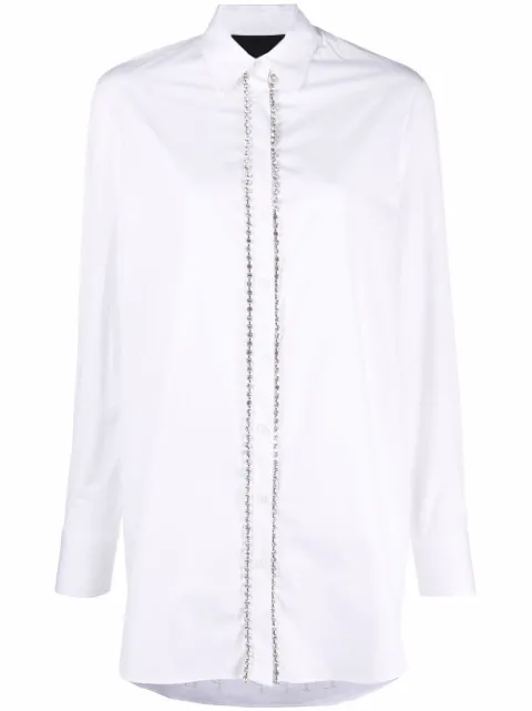 Philipp Plein crystal-embellished cotton shirt White PABCWRG2114PTE003N