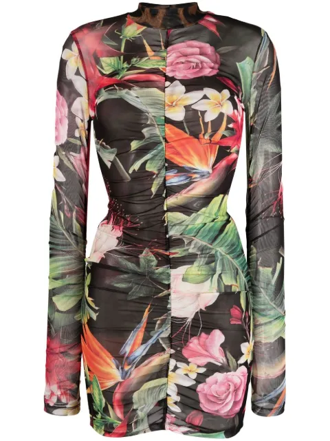 Philipp Plein floral-print short dress Black PABCWRG2047PTE003N