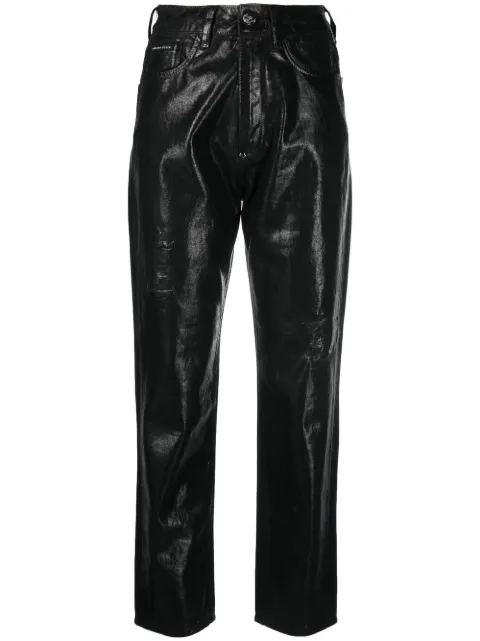 Philipp Plein metallic cropped boyfriend jeans Black PABCWDT2043PDE004N