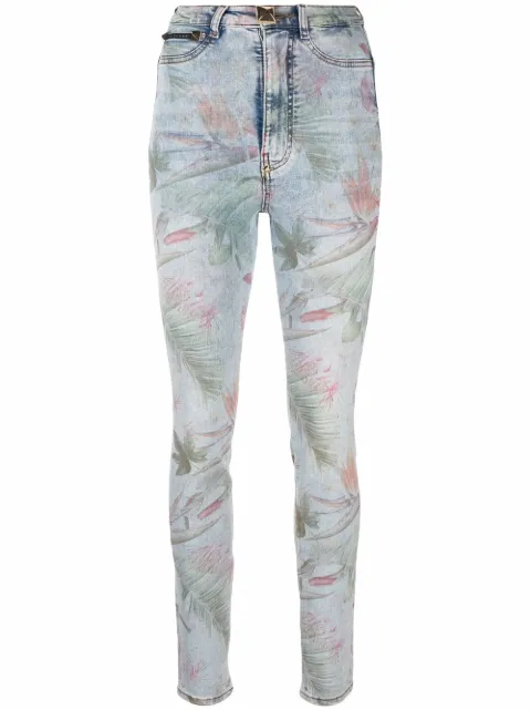 Philipp Plein floral-print skinny jeans Blue PABCWDT1819PDE004N