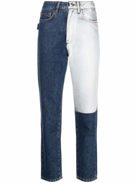 Philipp Plein two tone patch jeans Blue PABCWDT1804PDE004N