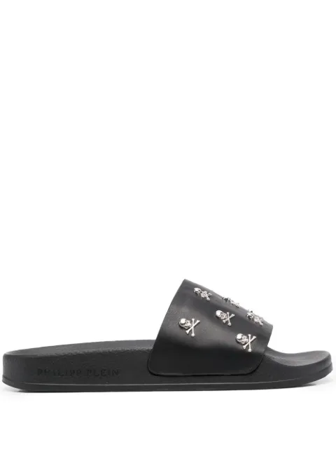 Philipp Plein Crystal Skull leather slides Black PABSUSG0016PLE010N