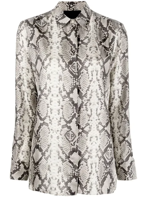 Philipp Plein snakeskin-print button-down shirt Neutrals PABCWRP0364PTE028N