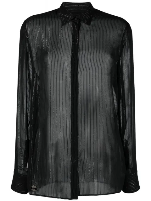 Philipp Plein semi-sheer button-down shirt Black PABCWRP0348PTE028N