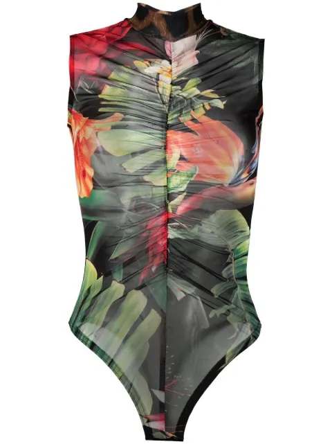 Philipp Plein floral sleeveless bodysuit Black PABCWRK0336PTE003N