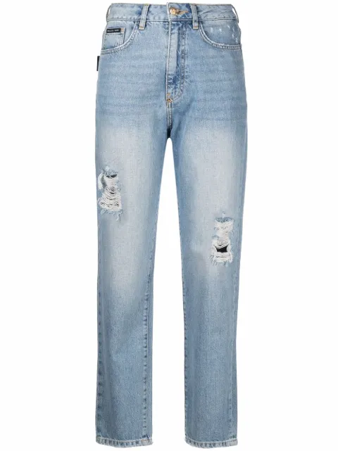 Philipp Plein cropped boyfriend jeans Blue PABCWDT2007PDE004N
