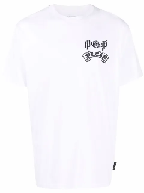Philipp Plein Gothic Plein logo-print crew-neck T-shirt White PABCUTK0216PJY002N