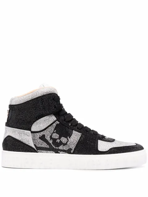 Philipp Plein hi-top sneakers Notorious Crystal Skull with crystals Black PABSUSC0144PLE010N