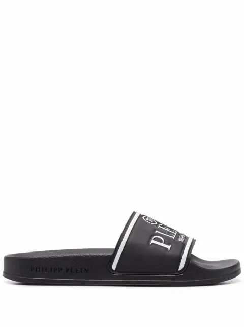 Philipp Plein logo print slides Black PABSUSG0014PXV001N