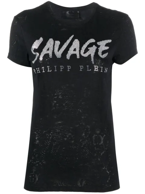 Philipp Plein sequin-design cotton T-shirt Black PABCWTK2472PJY002N