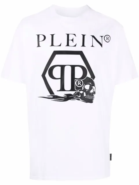 Philipp Plein skull and logo-print T-shirt White PABCUTK0188PJY002N