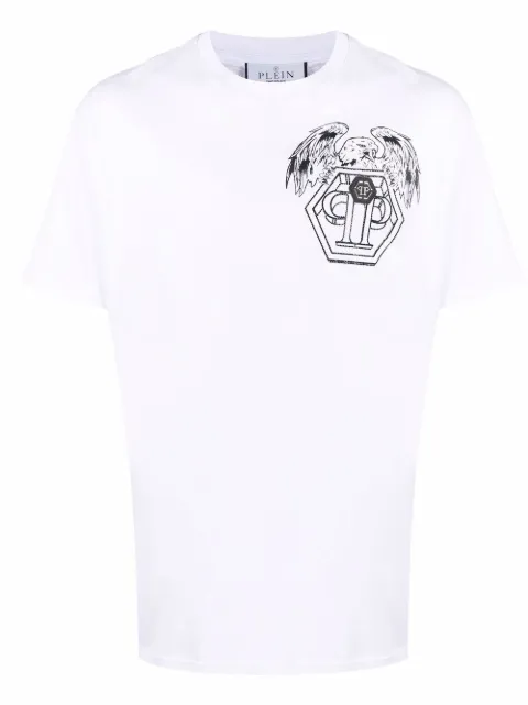 Philipp Plein Hexagon eagle logo-print T-shirt White PABCUTK0162PJY002N