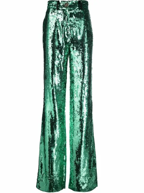 Philipp Plein sequin-embellished wide-leg trousers Green PABCWRT1194PTE003N