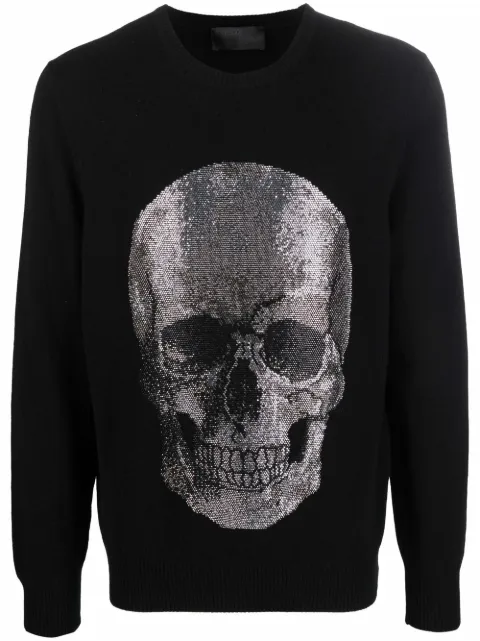 Philipp Plein Iconic Skull cashmere sweater Black PABCMKO1123PKN002N