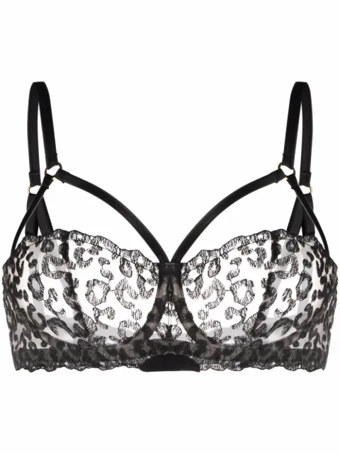 Fleur Of England Kittie caged-strap balcony bra Black KITTIEBLACKSTRAPBALCONYBRA