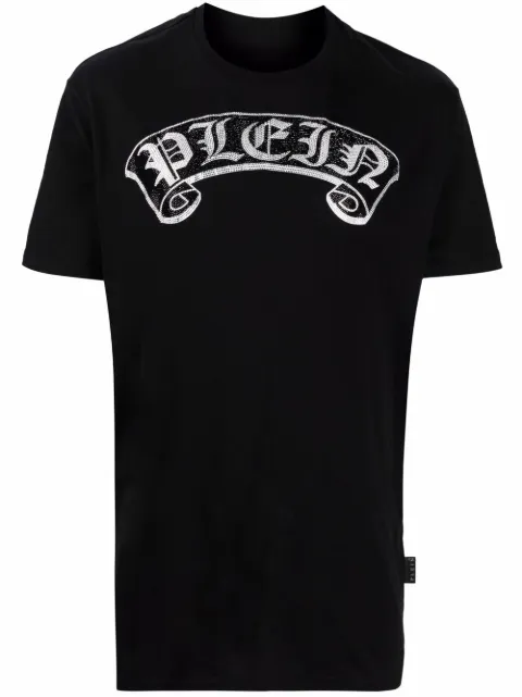 Philipp Plein embellished-logo T-shirt Black PABCUTK0131PJO002N