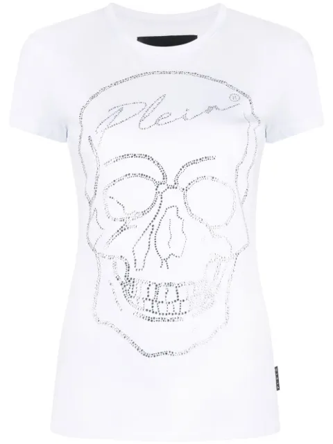 Philipp Plein skull motif rhinestone-embellished T-shirt White PABCWTK2450PJY002N