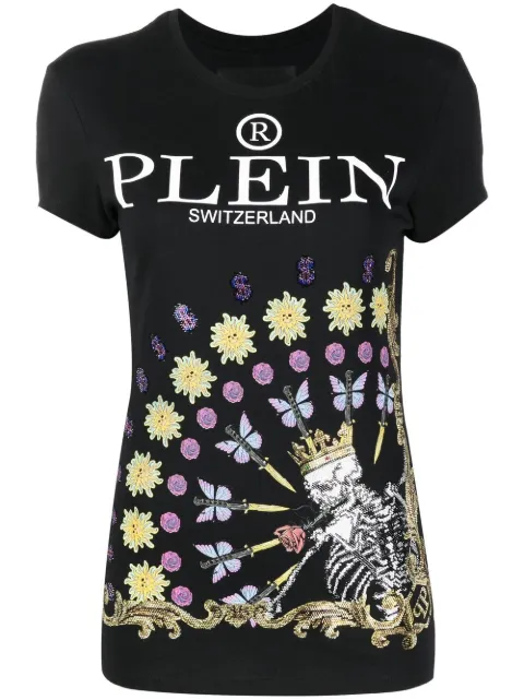 Philipp Plein skeleton-print round neck T-shirt Black PABCWTK2449PJY002N