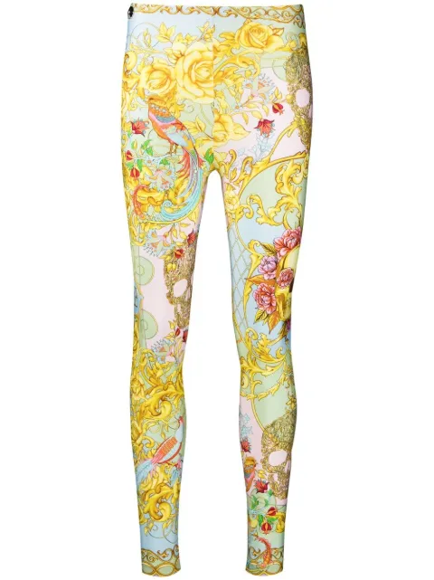 Philipp Plein baroque-print high-waisted leggings Green PABCWRT1176PJY002N