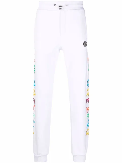 Philipp Plein Gothic Plein logo track pants White PABCMJT2012PJO002N