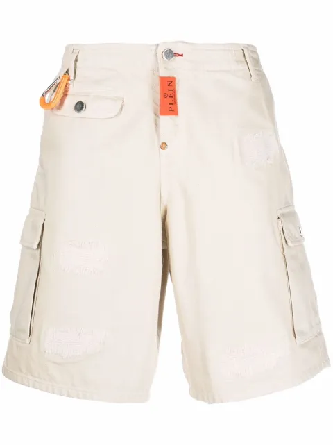 Philipp Plein wide-leg cargo shorts Neutrals PABCMDT2949PDE004N