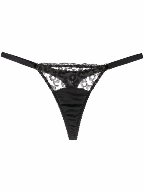 Fleur Of England Kittie lace-panelled thong Black KITTIEBLACKTHONG