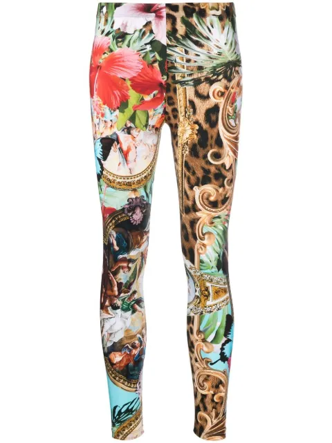 Philipp Plein baroque-floral print leggings Blue PABAWRT1066PTE003N