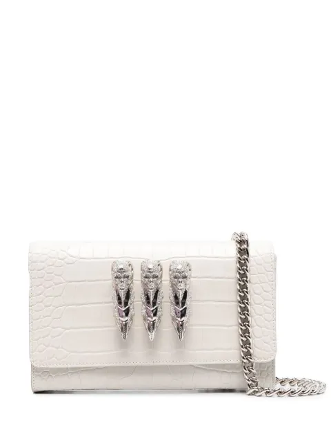 Philipp Plein skull-charm crossbody clutch bag White PABAWBB0600PLE010N