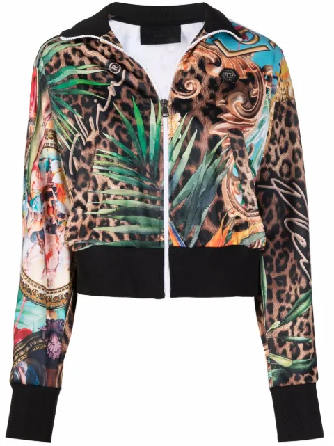 Philipp Plein Baroque Flowers printed jacket Brown PABAWJJ0039PTE003N